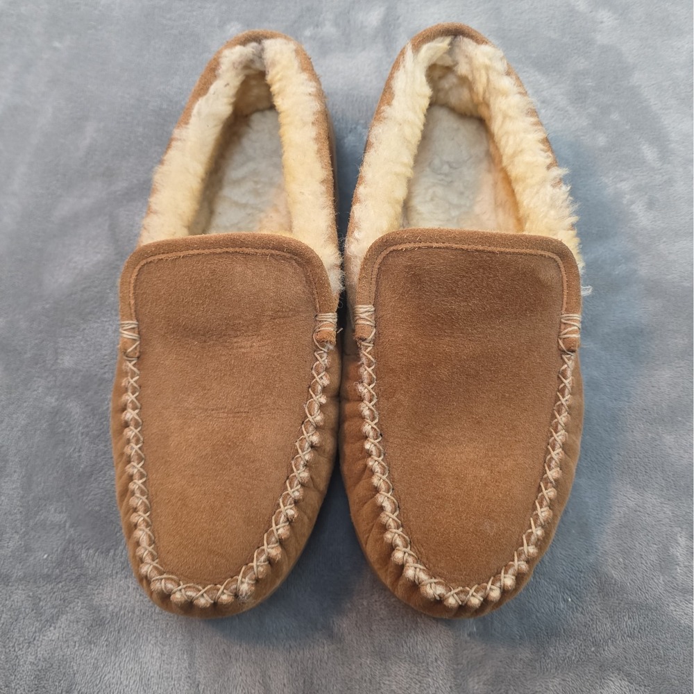 L.L. Bean Wicked Good Slippers Venetian Men's size 11 Tan Suede Shearling Lined